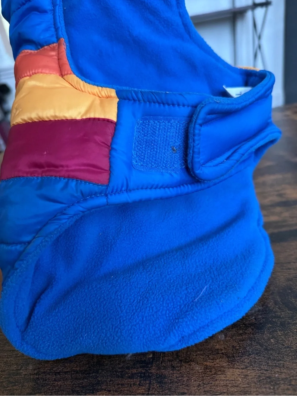 Top Paw dog Colorblock Puffer Vest in Blue, Pink, Yellow, Orange size small